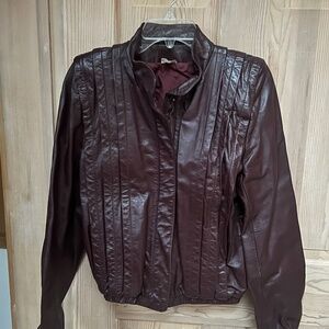 Vintage Leather Jacket Women's 9/10 Burgundy